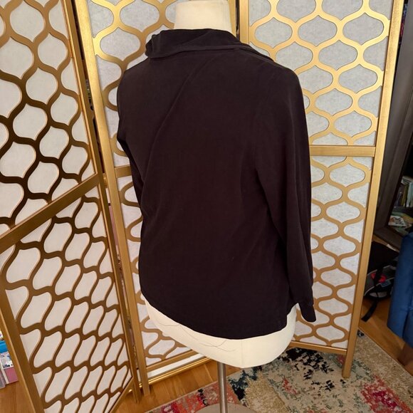 Eileen Fisher Size L Black 100% Cotton Relaxed Fit Zip-Up Jacket with Pockets - Picture 4 of 14